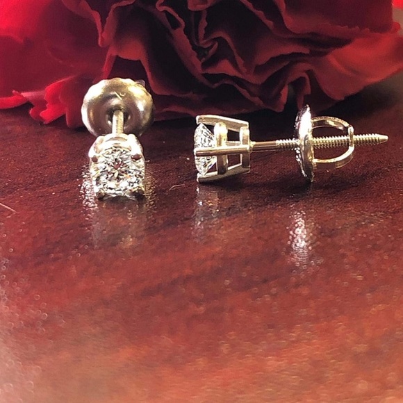 1.5 Carat D-E Color Lab Grown Diamond Stud Earrings in 14k White Gold - Picture 5 of 6